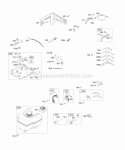 Controls Fuel Tank Governor Spring Ignition Diagram and Parts List for 127437-0136-E1  Briggs and Stratton Engine